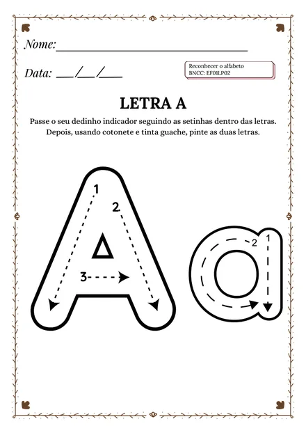 Folha 3: passe o dedinho seguindo as setinhas