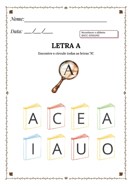 Folha 4: encontre e circule todas as letras A