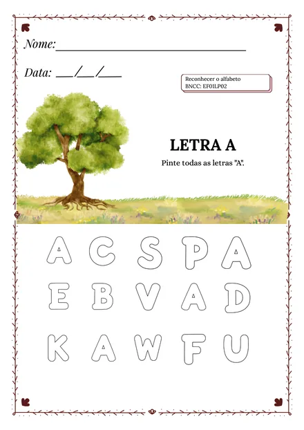 Folha 10: pinte todas as letras A